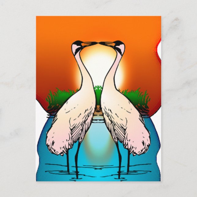 Inséparables de grue de carte postale (Devant)