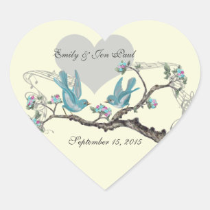Inséparables en Stickers Mariage Aqua Rose Arbre