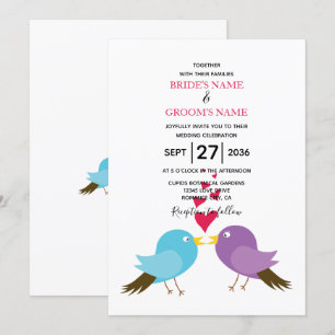 Inséparables et coeurs Invitations de mariage