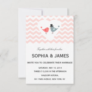 Inséparables Faire-part de mariage Heart Chevron