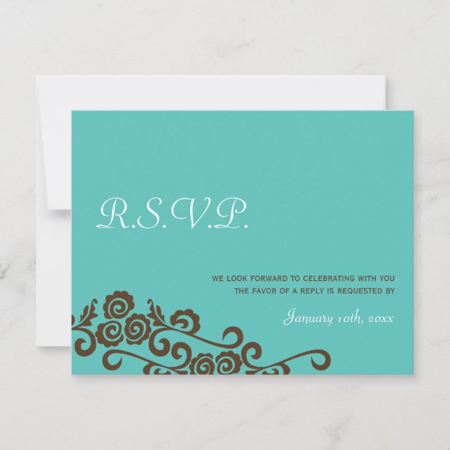 Inséparables jardin bleu turquoise mariage réponse (Devant)