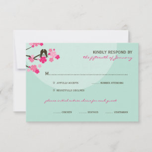 Inséparables mariage rose cerise fleurs carte RSVP