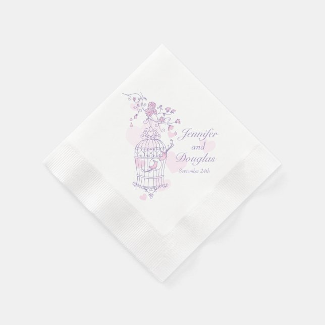 inséparables mariages serviettes en papier rose vi (Coin)