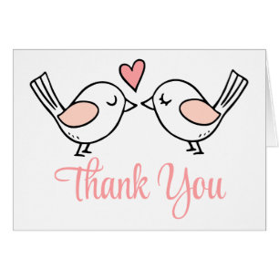Inséparables mignons Lovebirds Mariage rose Merci