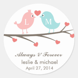 Inséparables Monogramme Mariage Faveur Stickers