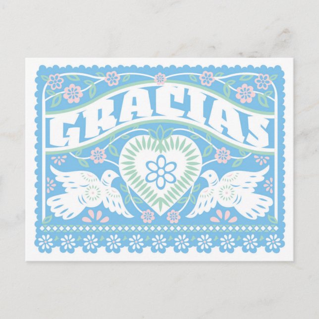 Inséparables Papel Picado Merci carte postale (Devant)