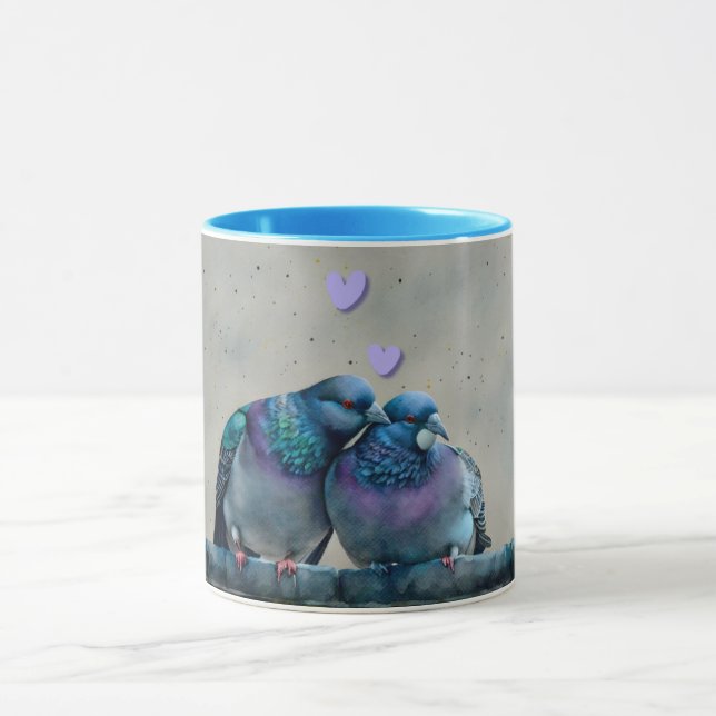 Inséparables Pigeon Bird Art Cup Mug (Centre)