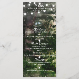 Inséparables + Pine Tree Night Mariage Carte Menu