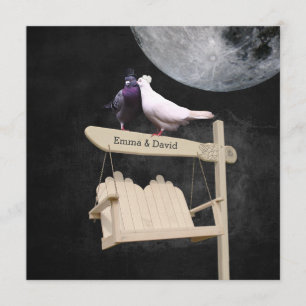 Inséparables Pleine lune Nuit Mariage Invitations