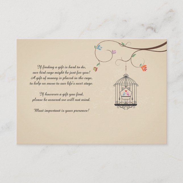 Inséparables qui désirent des cartes de cages d'oi (Devant)