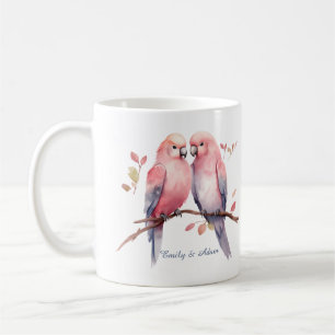 Inséparables roses Saint Valentin Café Mug