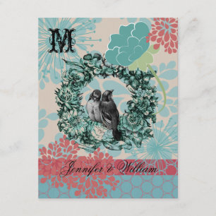 Inséparables sur la carte RSVP de mariage de couro