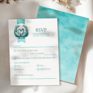Inséparables Turquoise Swan Lake Wedding Carte RSV