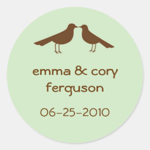 Inséparables vert mariage faveur nom tag étiquette