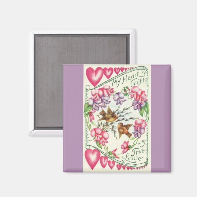 inséparables Vintage Saint Valentin Magnet (Recto/Verso)