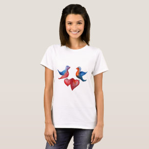 Inséparables, Watercolor Birds T-Shirt de base
