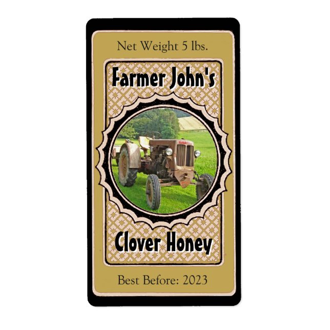 Insérer une photo Noir & Or Mariage Jar de miel (Devant)