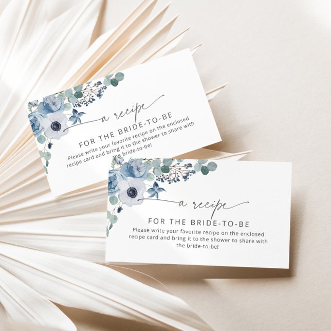 Insérez la carte de recette florale bleu poussiére (Créateur téléchargé)