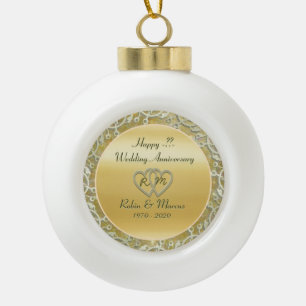 Insert Anniversary / Wedding Info Ceramic Ball Christmas Ornament