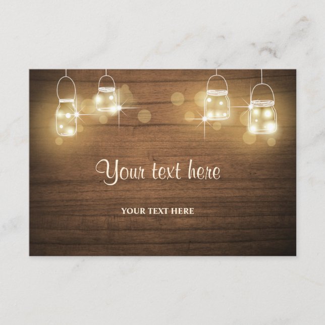 Insert card Rustic Wood Jars Lights Elegant Shower (Front)