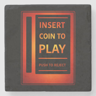 Insert Coin to Play Retro Arcade Stone Coaster