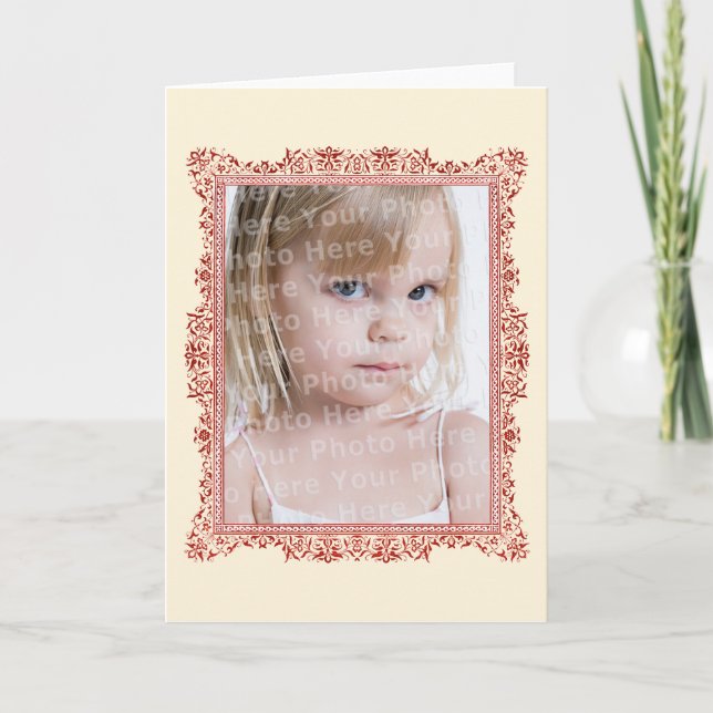 Insert Family Photo Antique Pink Frame Card (Front)