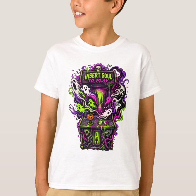 Insert Soul Haunted Arcade Halloween T-Shirt (Front)