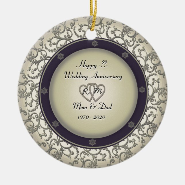 Insert Years Wedding Anniversary Ceramic Ornament (Front)