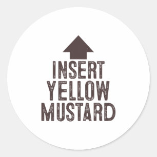 Insert Yellow Mustard Halloween Pointing Arrow To Classic Round Sticker