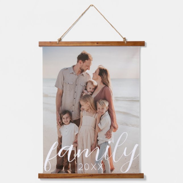 Insert Your Family Photo Memory Wood Scroll Hanging Tapestry (Front)