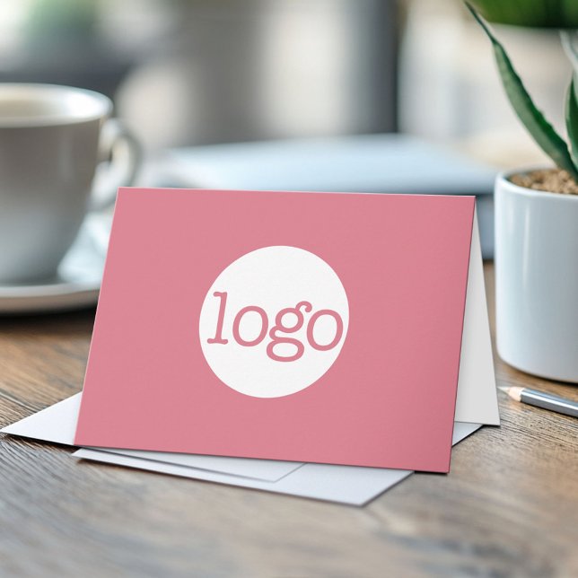 Insert Your Logo on front - QR Code Back Note Card (Custom Logo Thank You Note Card - Optional QR Code on Back)