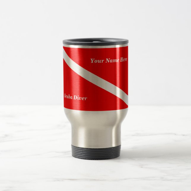 (Insert Your Name) Scuba Diver Travel Mug (Center)