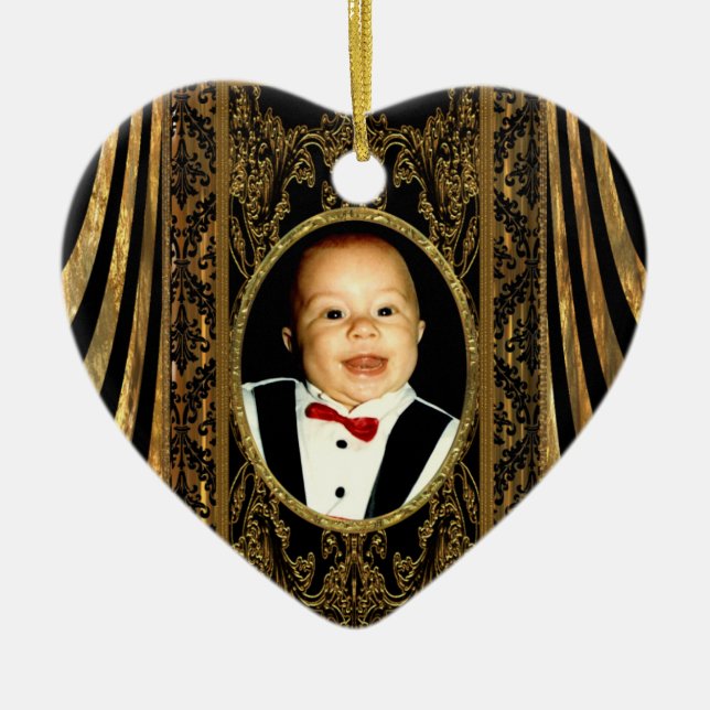 Insert your own photo heart ceramic ornament (Front)