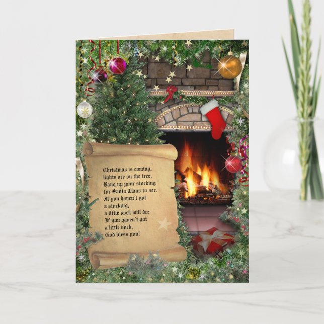 Insert your text on the scroll holiday card (Front)