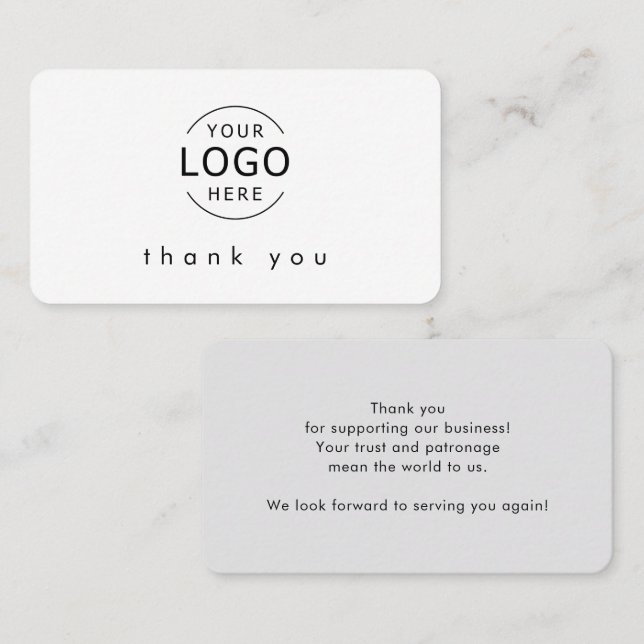 Insertion minimale de Carte de visite de Merci d'e (Devant / Derrière)