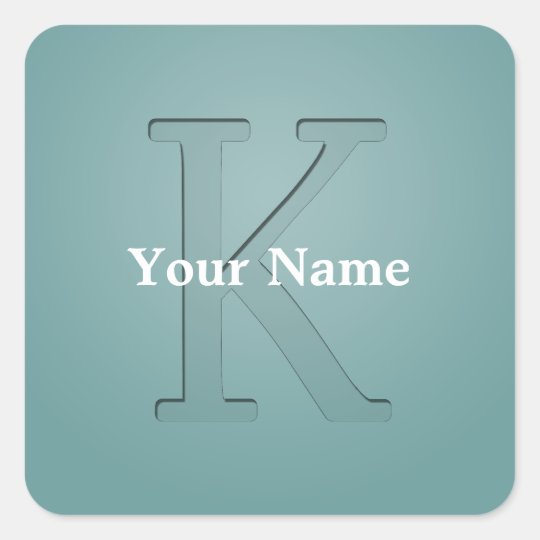 Inset Monogrammed Letter K Square Sticker