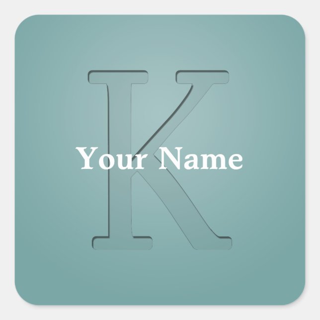 Inset Monogrammed Letter K Square Sticker (Front)
