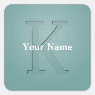 Inset Monogrammed Letter K Square Sticker