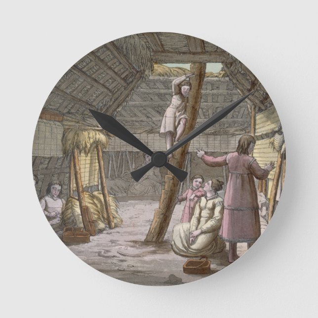 Inside a house in Alaska (color engraving) Round Clock (Front)