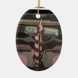 Inside a rockabilly car ceramic ornament