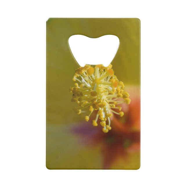 Inside A Yellow Hawaiian Hibiscus Credit Card Bottle Opener (Front)