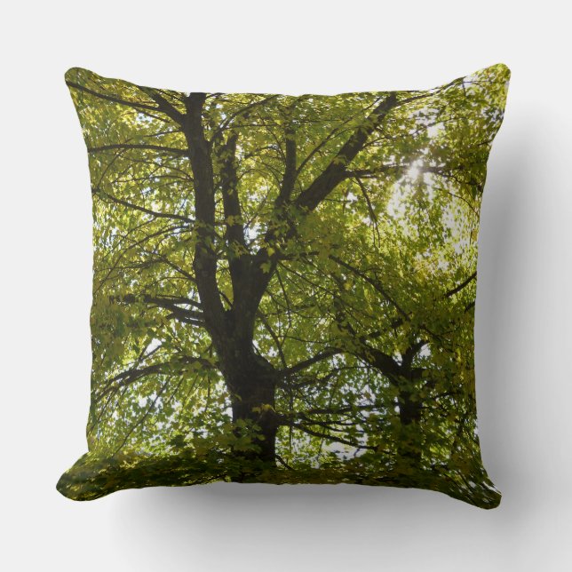 Inside a Yellow Maple Tree Autumn Throw Pillow (Front)