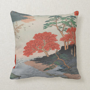 Inside Akiba Shrine Vintage Ukiyo-e Japanese Art Throw Pillow