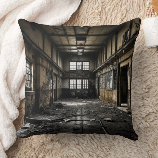 Inside an Abandoned Station  Throw Pillow (Blanket)