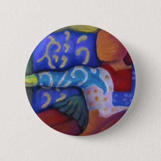 Inside and Out – Azure and Crimson Passage 2 Inch Round Button (Front)