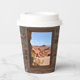 Inside cabin view of the Valley of Fire      Paper Cups