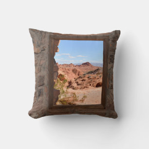 Inside cabin view of the Valley of Fire Throw Pillow
