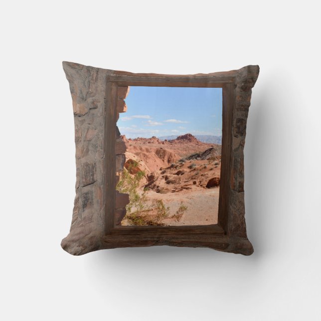 Inside cabin view of the Valley of Fire Throw Pillow (Front)