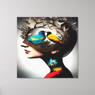 Inside Her Head Birds 2 Canvas Print