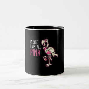Inside I Am All Pink Flamingo   Funny Flamingo Two-Tone Coffee Mug